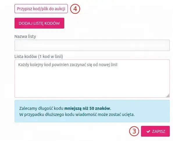 tworzenie listy kodów